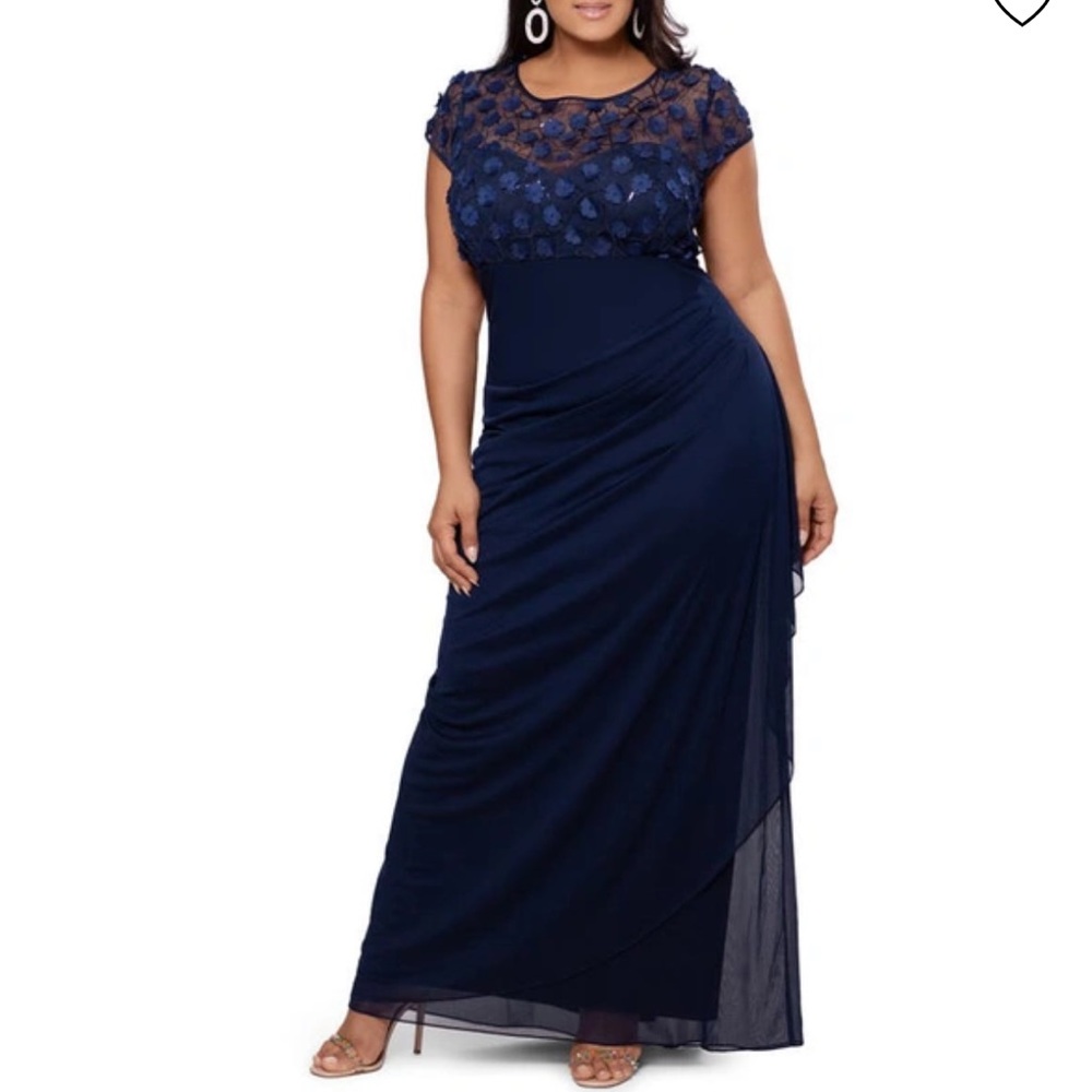 Xscape Navy Blue Maxi Dress